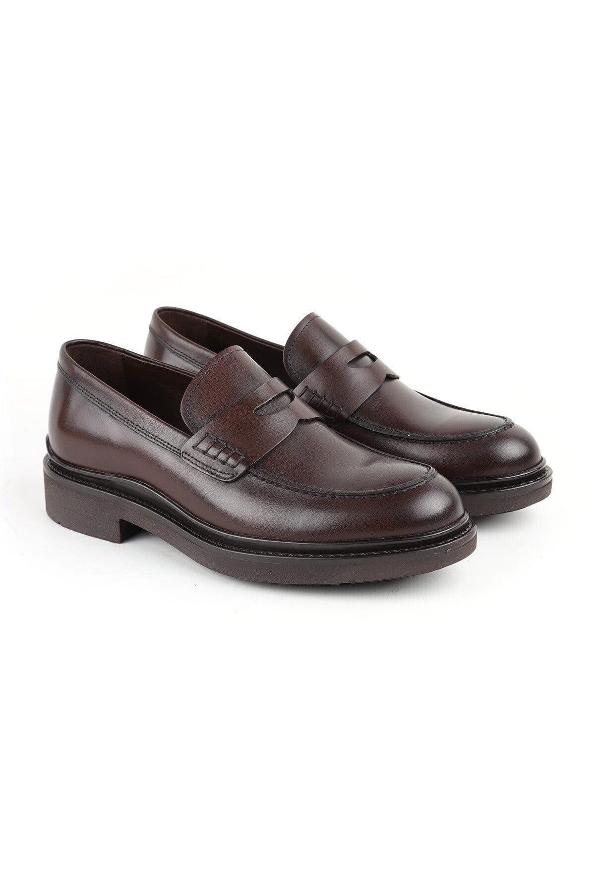Lz5009 Wide Fit 100% Genuine Antique Leather Thick Sole Women's Loafer - MALLTURK