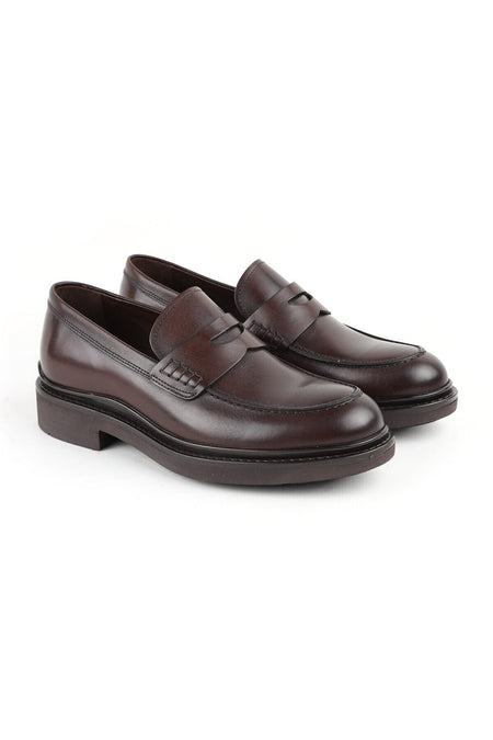 Lz5009 Wide Fit 100% Genuine Antique Leather Thick Sole Women's Loafer - MALLTURK