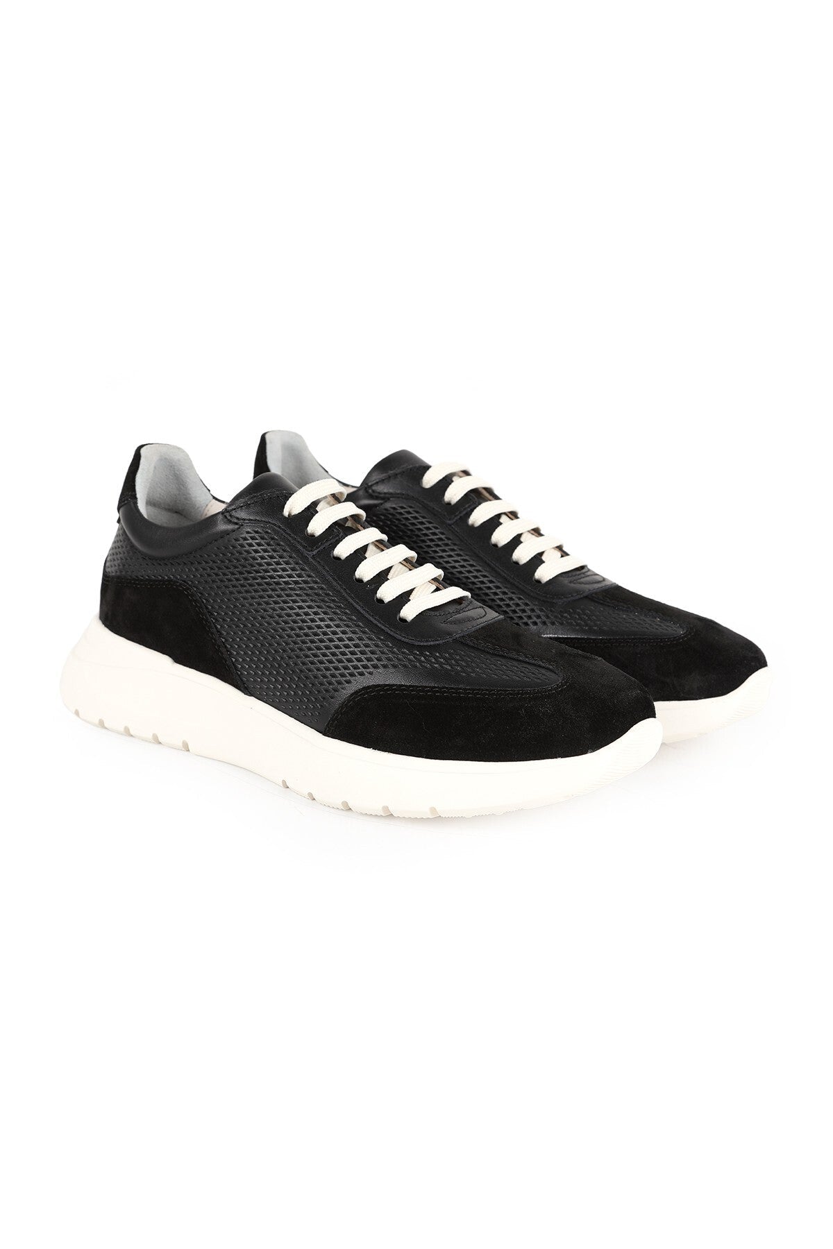 LZ5521 Kadın Hakiki Deri Süet Garnili Delikli Hafif Taban Casual Sneaker - MALLTURK