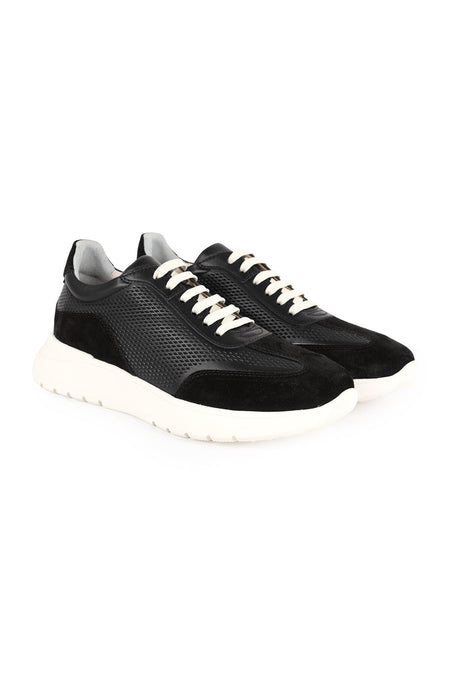 LZ5521 Kadın Hakiki Deri Süet Garnili Delikli Hafif Taban Casual Sneaker - MALLTURK
