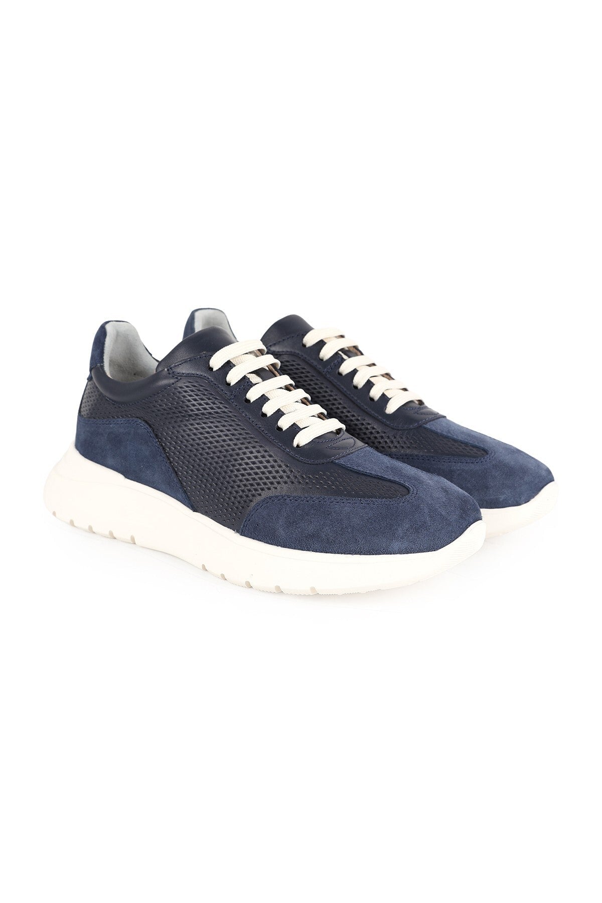 LZ5521 Kadın Hakiki Deri Süet Garnili Delikli Hafif Taban Casual Sneaker - MALLTURK