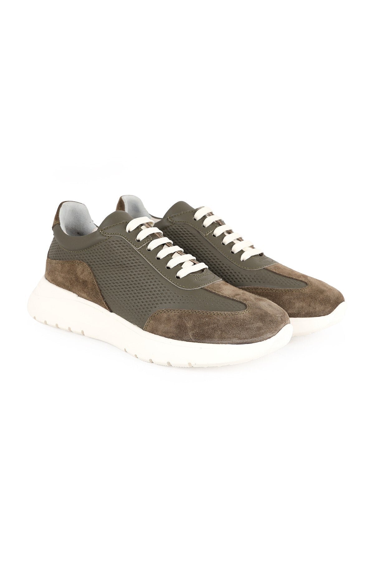 LZ5521 Kadın Hakiki Deri Süet Garnili Delikli Hafif Taban Casual Sneaker - MALLTURK