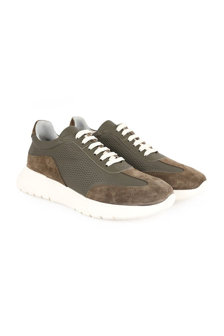 LZ5521 Kadın Hakiki Deri Süet Garnili Delikli Hafif Taban Casual Sneaker - MALLTURK