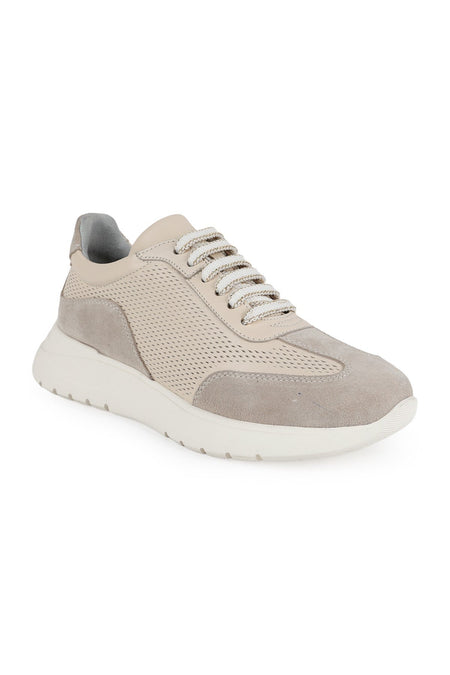 LZ5521 Kadın Hakiki Deri Süet Garnili Delikli Hafif Taban Casual Sneaker - MALLTURK
