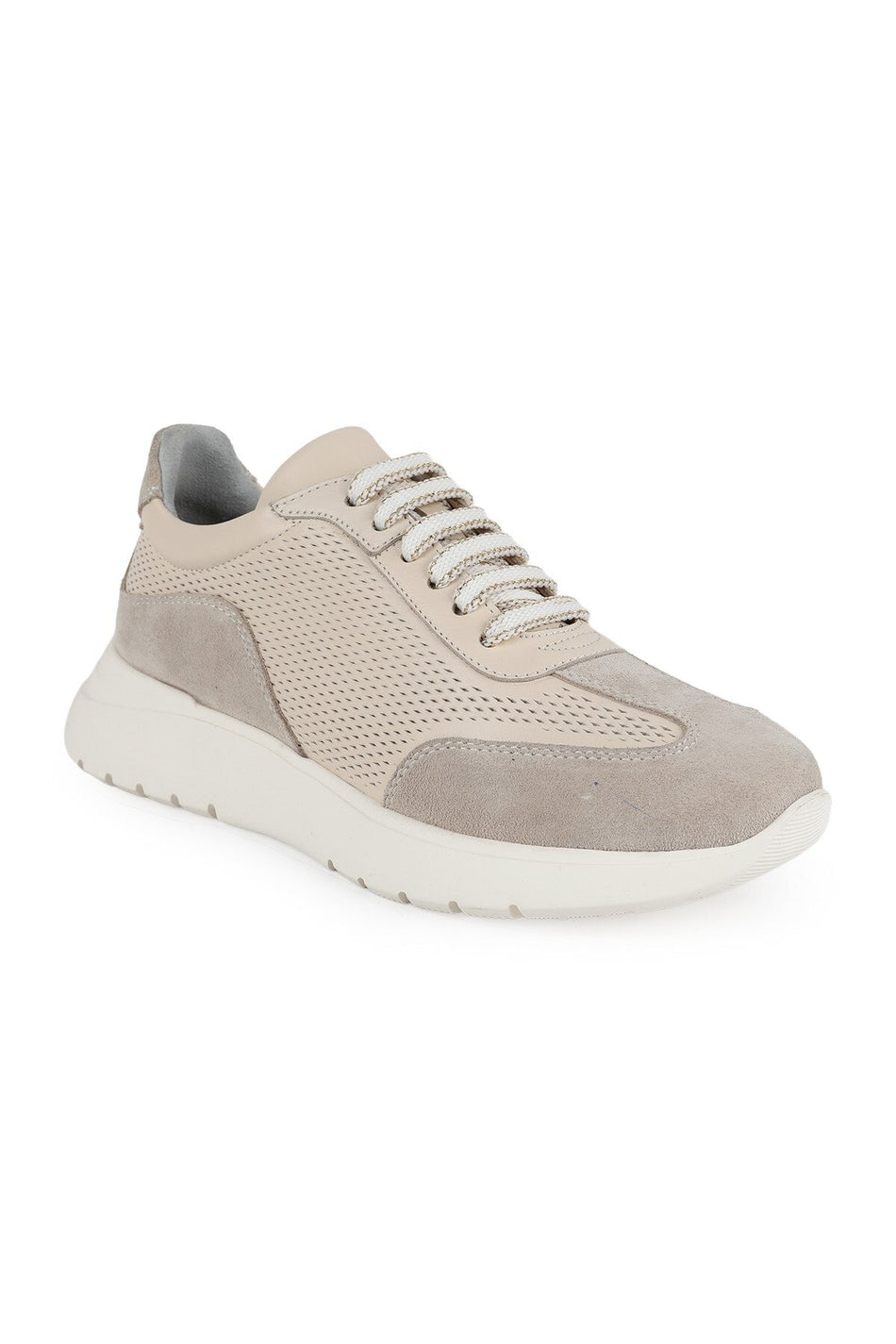 LZ5521 Kadın Hakiki Deri Süet Garnili Delikli Hafif Taban Casual Sneaker - MALLTURK