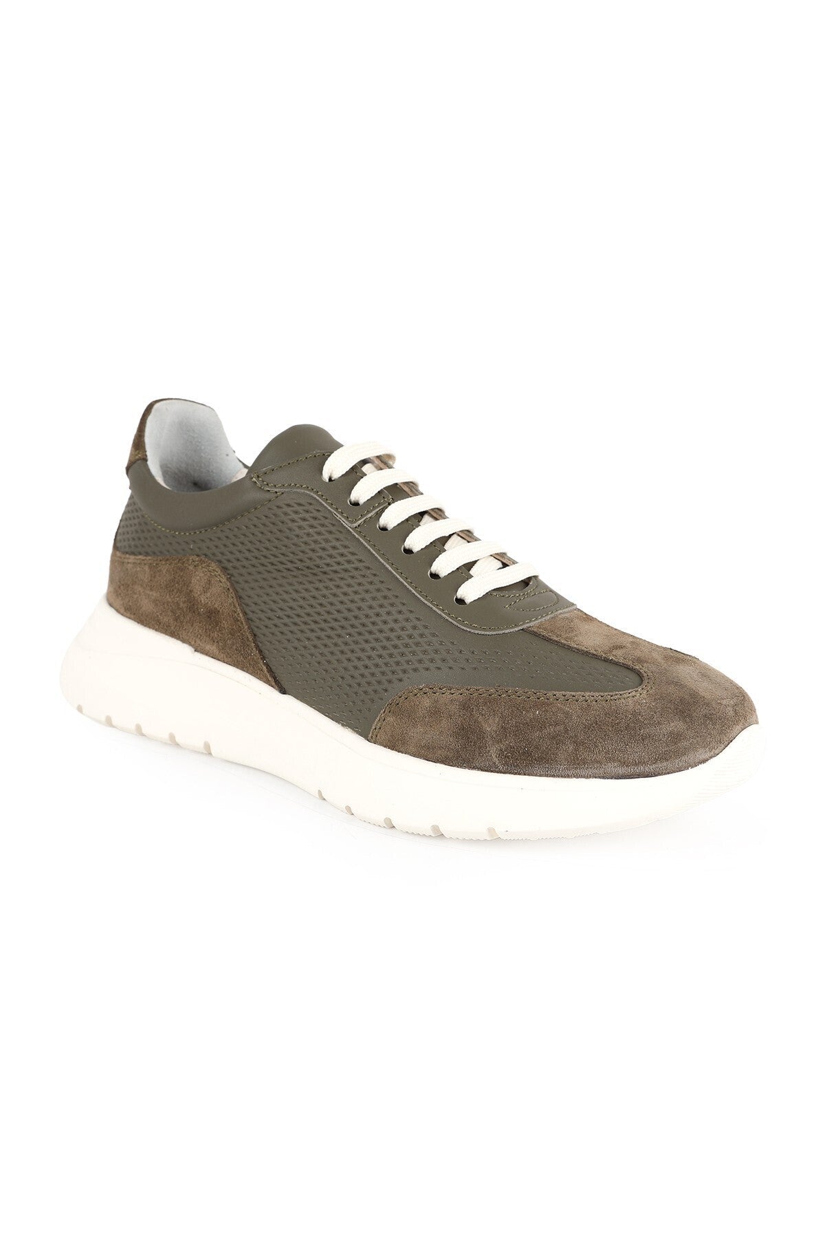 LZ5521 Kadın Hakiki Deri Süet Garnili Delikli Hafif Taban Casual Sneaker - MALLTURK