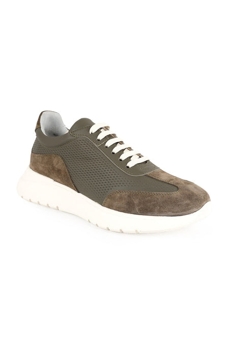 LZ5521 Kadın Hakiki Deri Süet Garnili Delikli Hafif Taban Casual Sneaker - MALLTURK