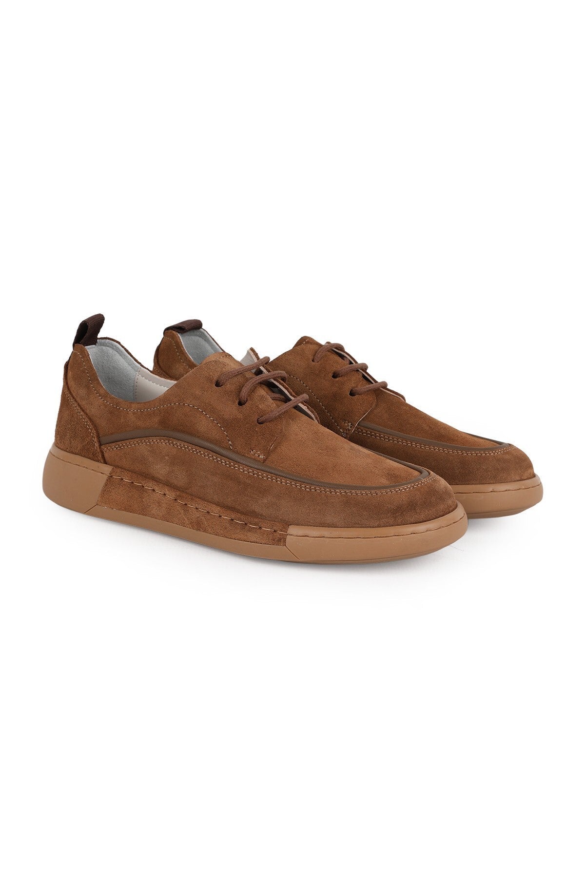LZ5806 Hakiki Süet Deri Punteriz Dikişli Esnek Kauçuk Taban Bağcıklı Casual Sneaker - MALLTURK