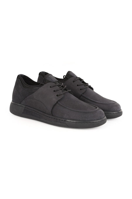 LZ5808 Kadın Hakiki Nubuk Deri Esnek Çorap Yakalı U-Burun Dikişli Kauçuk Taban Casual Sneaker - MALLTURK