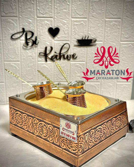 Maraton Engraved Copper Electric Sand Coffee Maker - MALLTURK