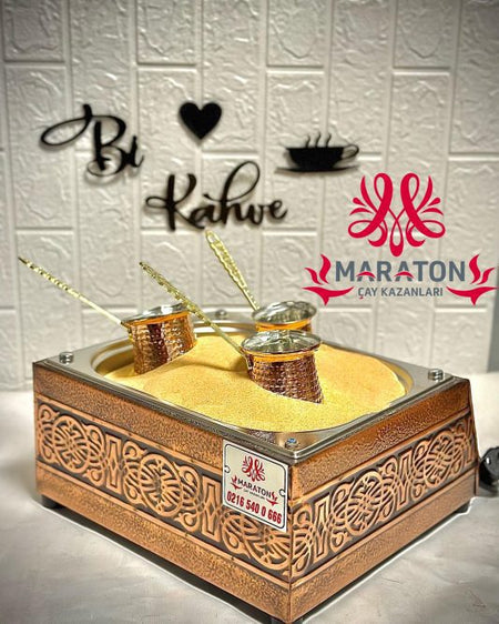 Maraton Engraved Copper Electric Sand Coffee Maker - MALLTURK