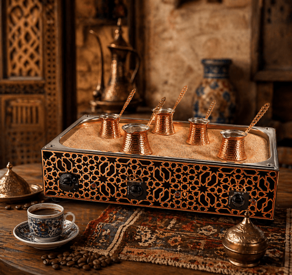 Maraton Large Copper Electric Sand Coffee Maker with Dual Heater - MALLTURK