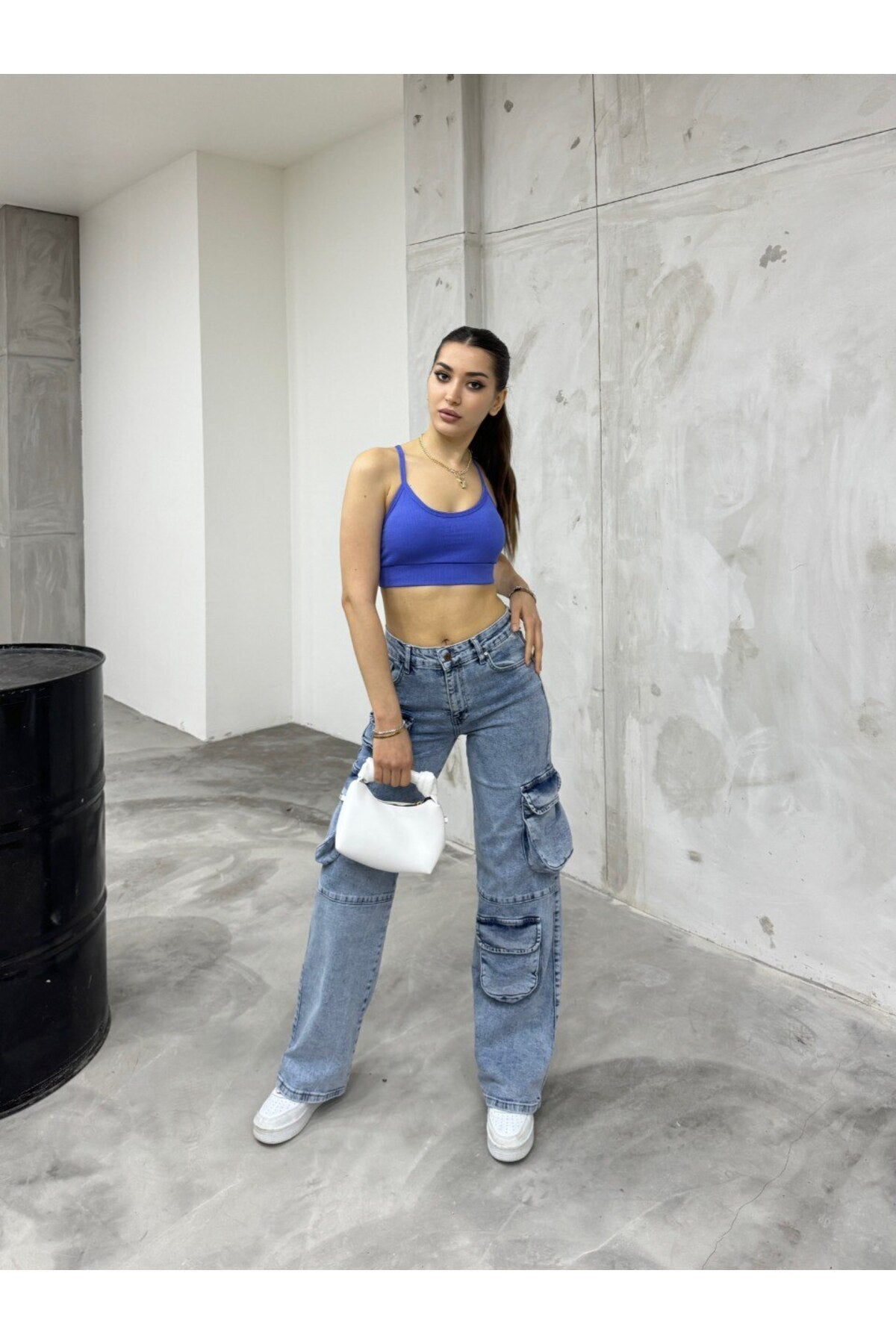 MAVİ Çok Cepli Straight Fit Kargo Pantolon - MALLTURK