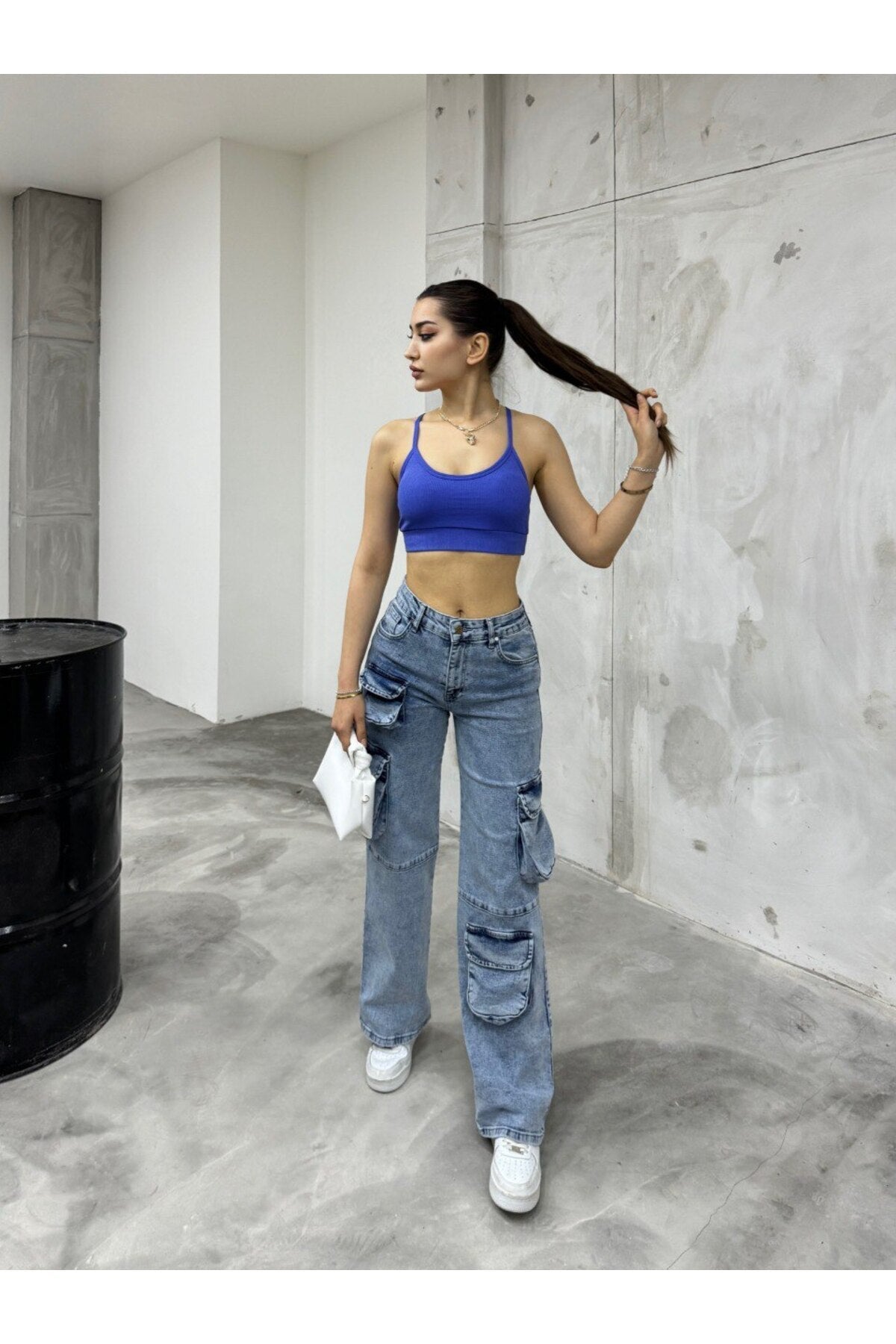 MAVİ Çok Cepli Straight Fit Kargo Pantolon - MALLTURK