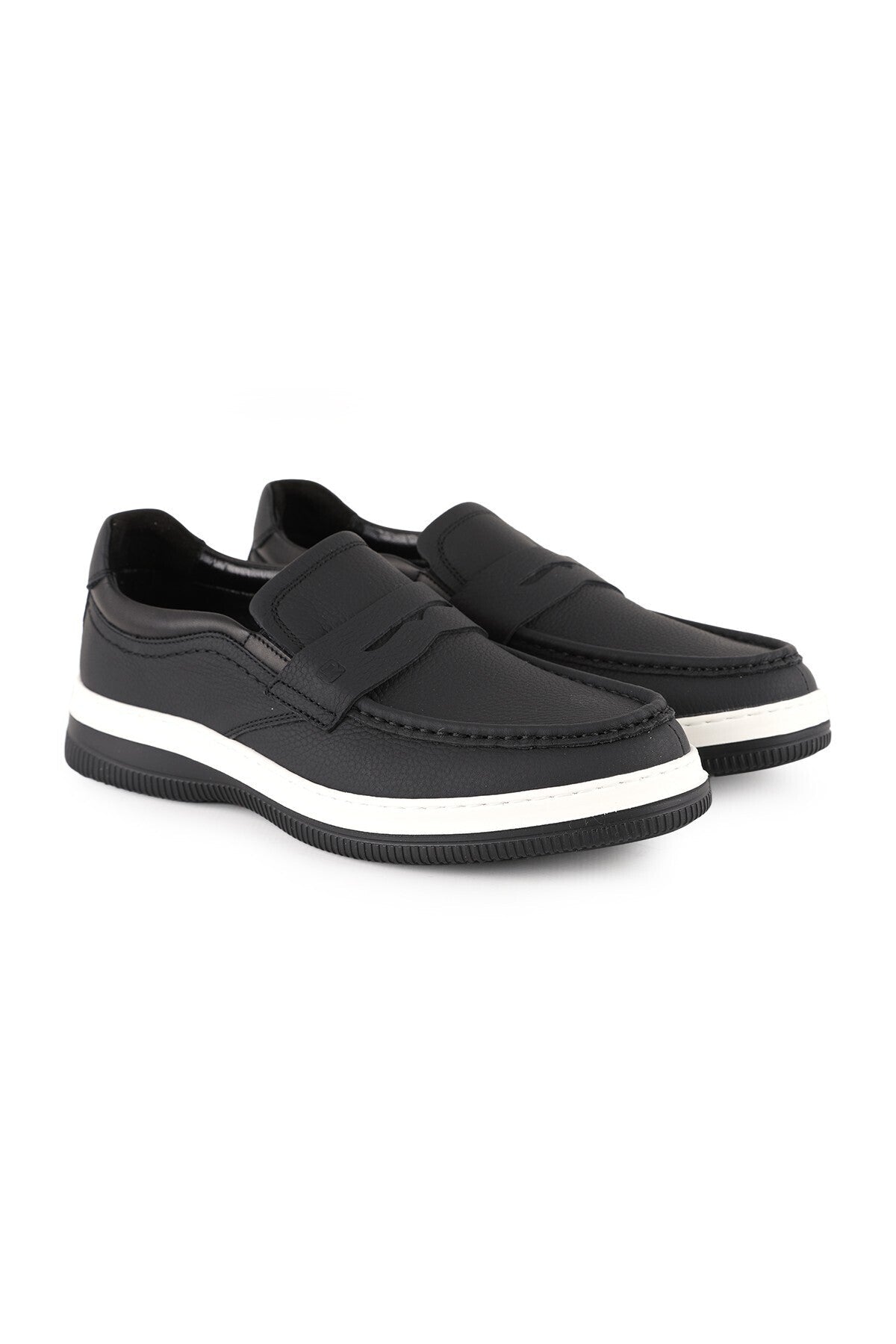 Men's Antique Leather Loafer Lightweight Eva Sole Laceless Daily Casual Shoes H1066 - MALLTURK