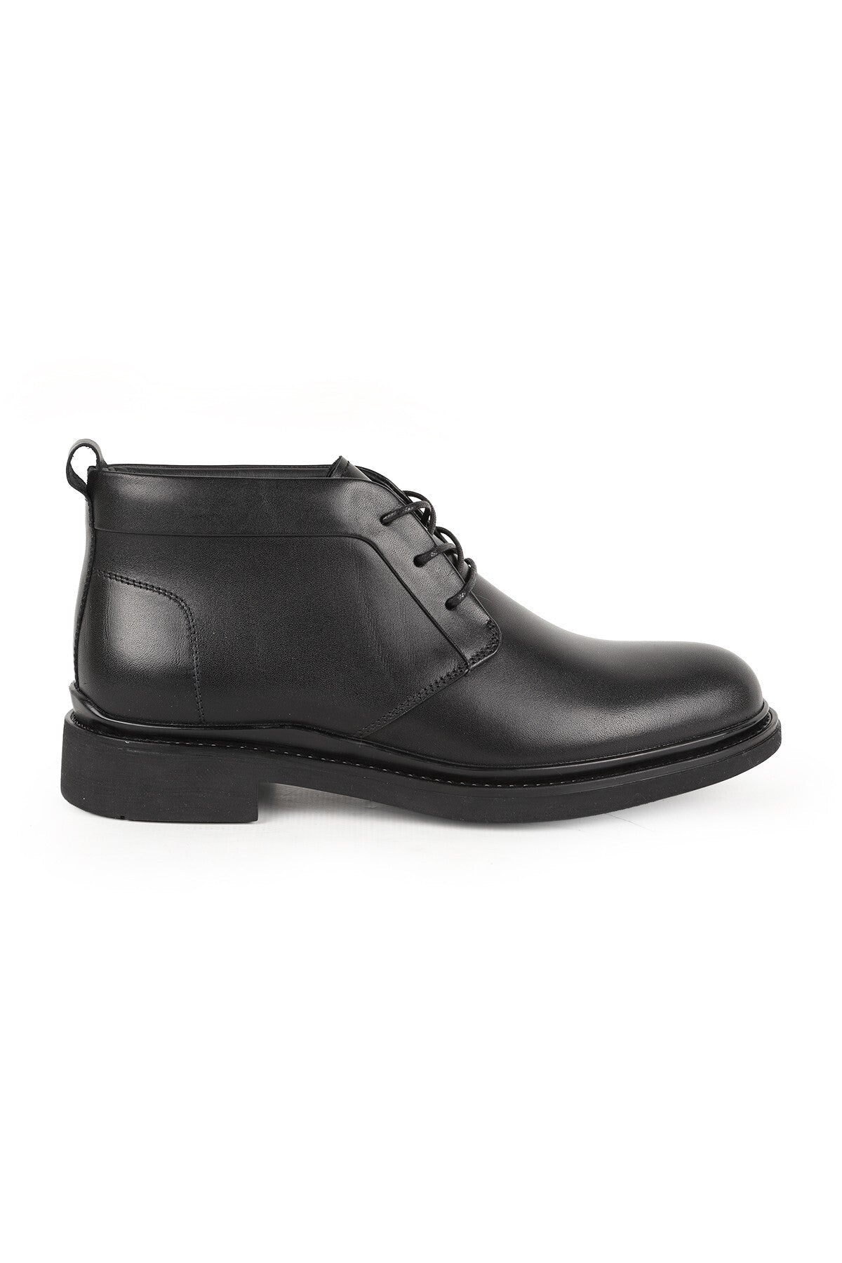 Men's Boots Genuine Leather Black Chukka Ankle Boots Lace-Up Classic Flexible Non-Slip Rubber Sole L5668 - MALLTURK
