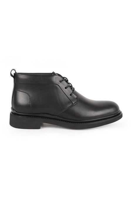 Men's Boots Genuine Leather Black Chukka Ankle Boots Lace-Up Classic Flexible Non-Slip Rubber Sole L5668 - MALLTURK