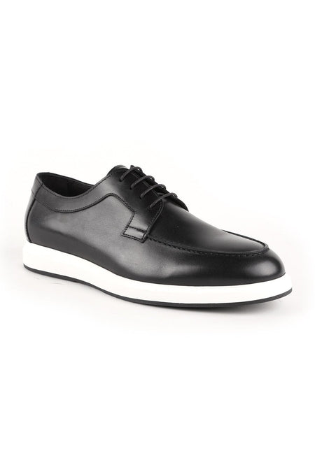 Men's Casual Shoes Brown Genuine Leather Lace-Up Lightweight White Eva Sole Classic Sneaker H1008 - MALLTURK