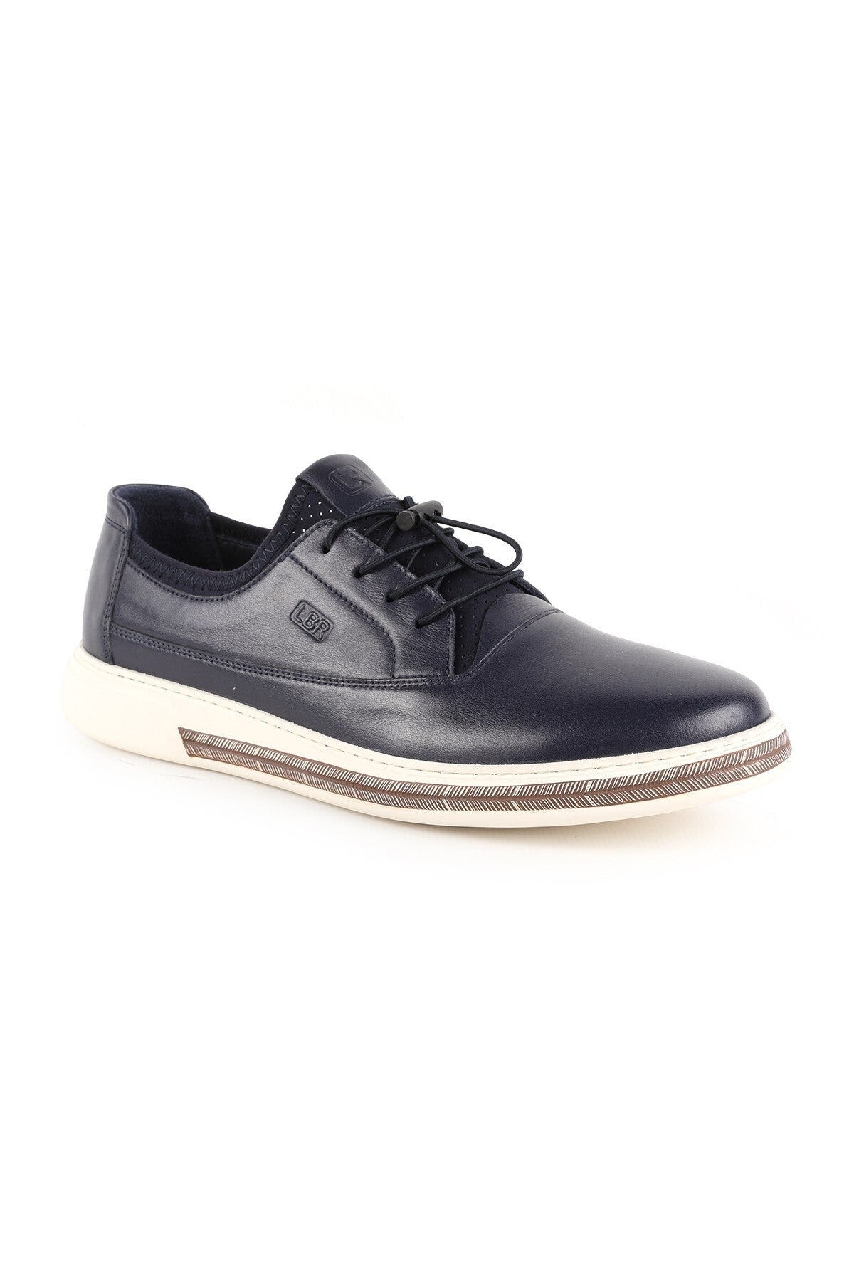 Men's Casual Shoes Genuine Leather Lockable Rubber Laces Flexible High-Top Lightweight White Eva Sole Sneakers - MALLTURK