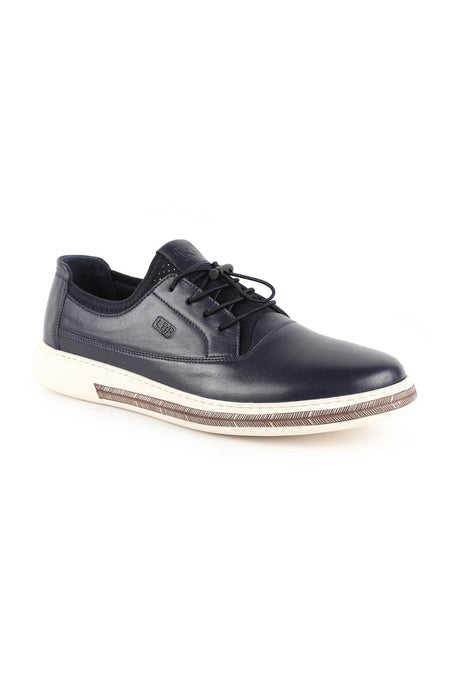 Men's Casual Shoes Genuine Leather Lockable Rubber Laces Flexible High-Top Lightweight White Eva Sole Sneakers - MALLTURK
