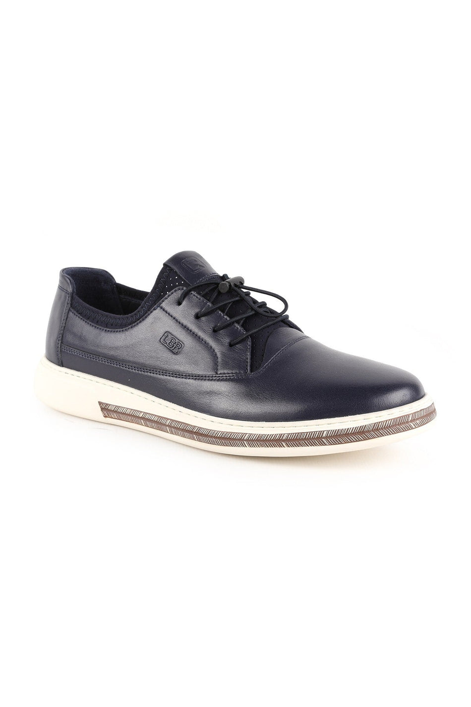 Men's Casual Shoes Genuine Leather Lockable Rubber Laces Flexible High-Top Lightweight White Eva Sole Sneakers - MALLTURK