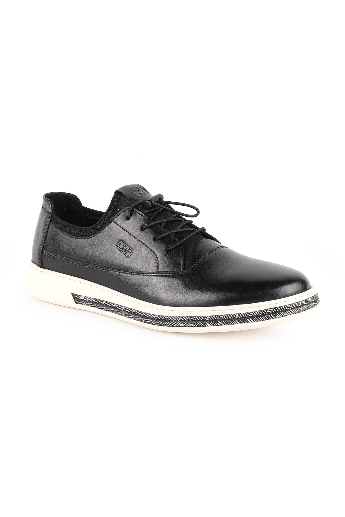 Men's Casual Shoes Genuine Leather Lockable Rubber Laces Flexible High-Top Lightweight White Eva Sole Sneakers - MALLTURK
