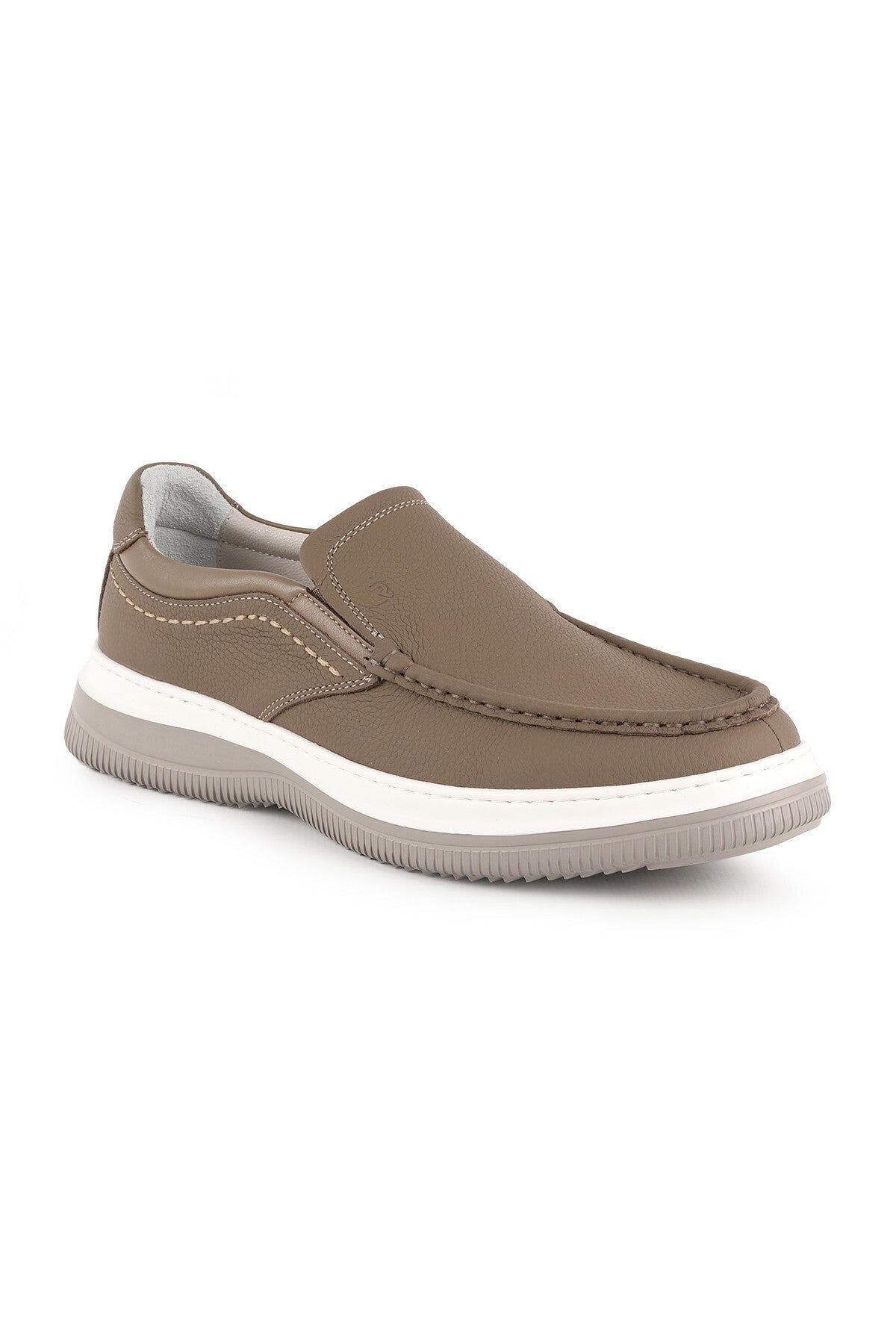 Men's Casual Shoes Genuine Leather Moccasin Stitched Practical Slip-On Flexible Lightweight Eva Sole Sneaker H - MALLTURK