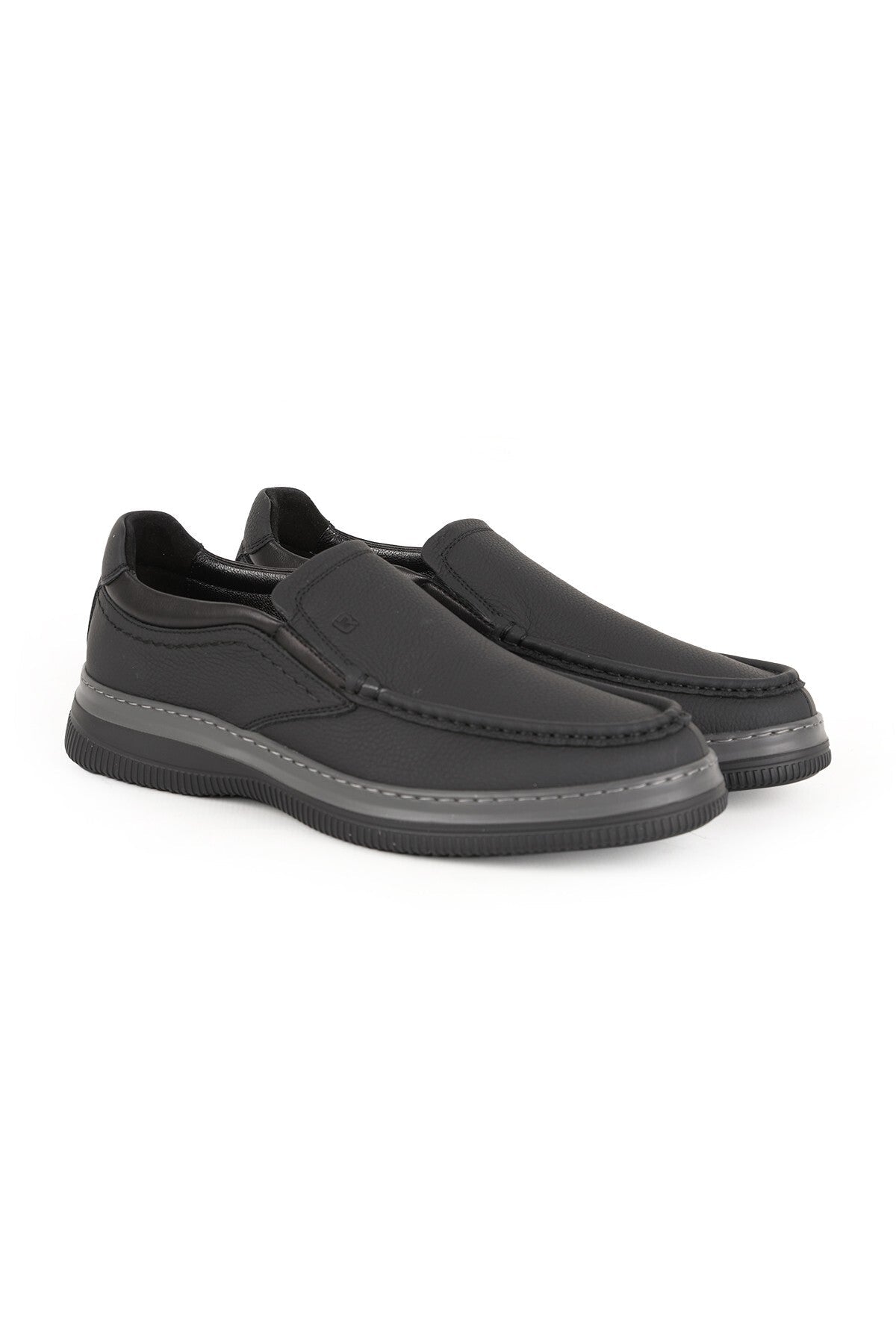 Men's Casual Shoes Genuine Leather Moccasin Stitched Practical Slip-On Flexible Lightweight Eva Sole Sneaker H - MALLTURK