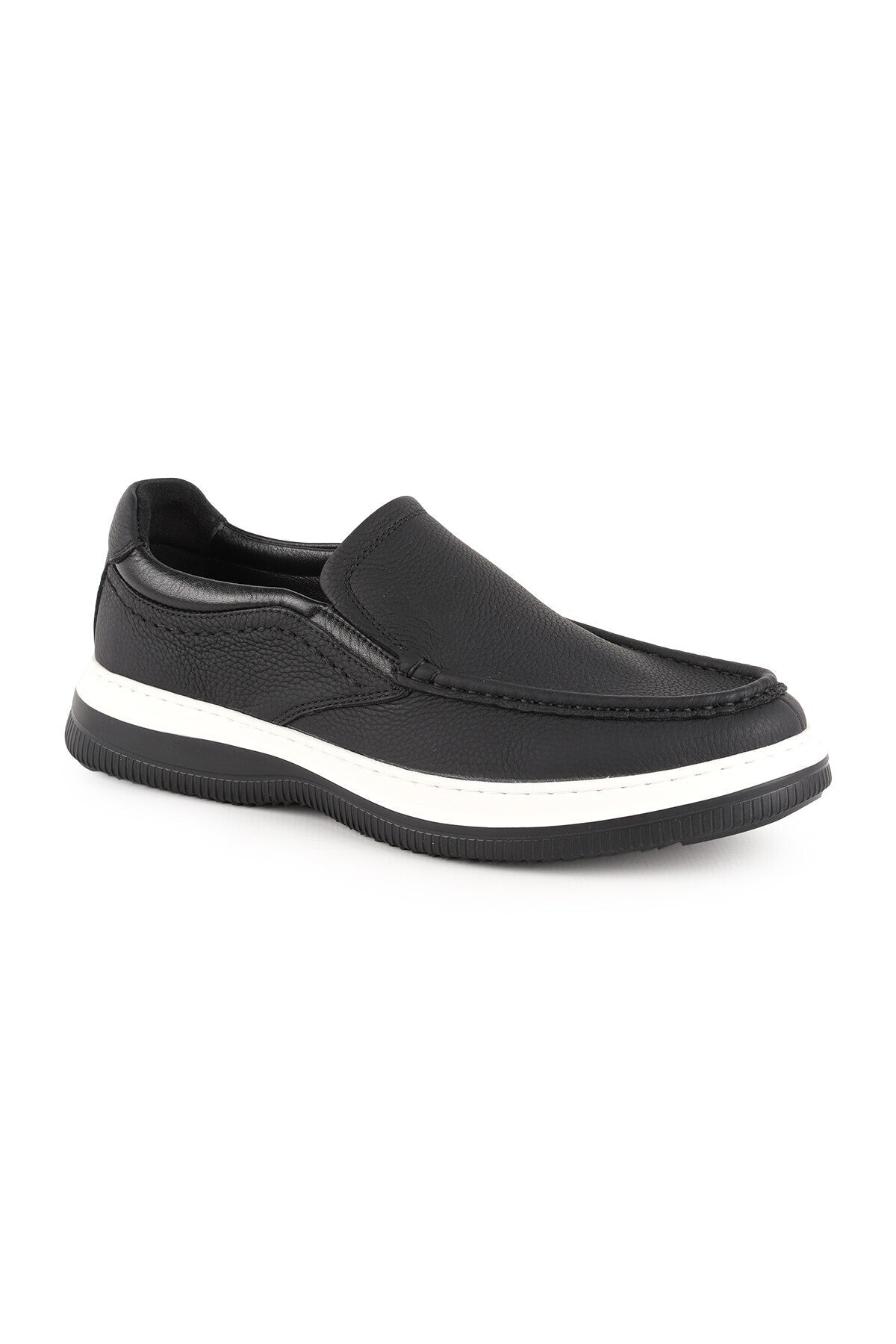 Men's Casual Shoes Genuine Leather Moccasin Stitched Practical Slip-On Flexible Lightweight Eva Sole Sneaker H - MALLTURK