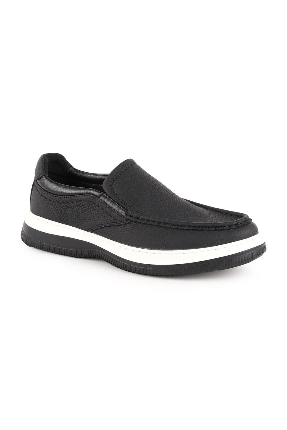 Men's Casual Shoes Genuine Leather Moccasin Stitched Practical Slip-On Flexible Lightweight Eva Sole Sneaker H - MALLTURK