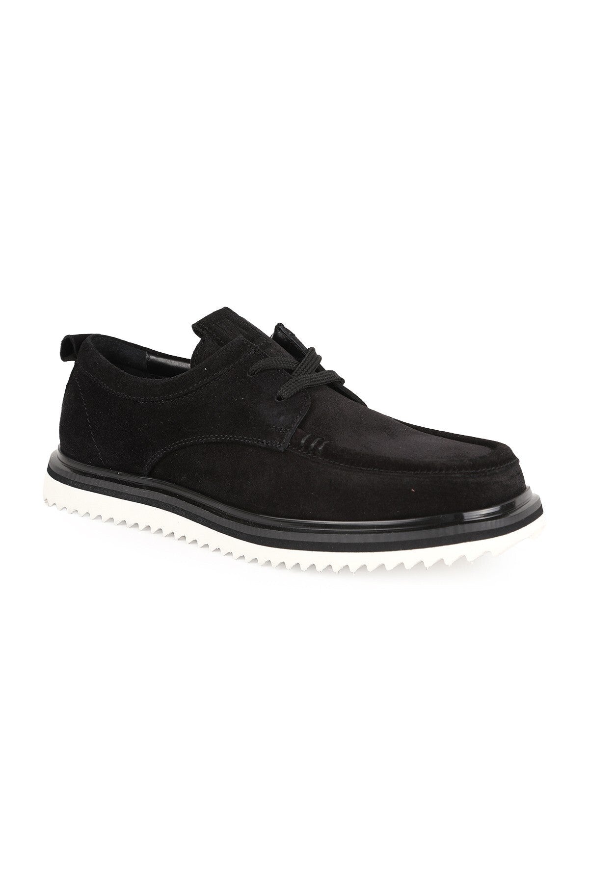 Men's Casual Shoes Genuine Suede Leather Lace-Up Loafers Serrated Lightweight Thick Eva Sole L5906 - MALLTURK