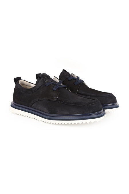 Men's Casual Shoes Genuine Suede Leather Lace-Up Loafers Serrated Lightweight Thick Eva Sole L5906 - MALLTURK
