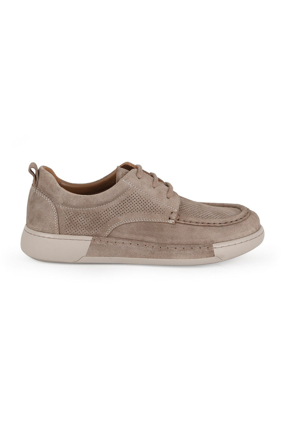 Men's Casual Shoes Genuine Suede Leather Moccasin Stitched Perforated Lace-Up Flexible Rubber Sole Summer L5 - MALLTURK
