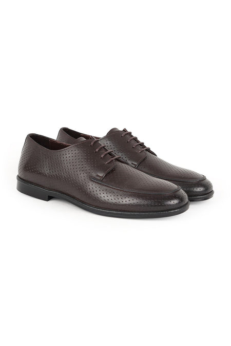 Men's Classic Shoes Genuine Leather Antique Perforated Summer Derby Lace-Up Groom's Shoes Flexible Rubber Sole L6 - MALLTURK