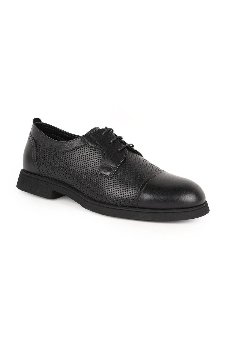 Men's Classic Shoes Genuine Leather Black Antique Perforated Summer Derby Lace-Up Groom's Shoes Lightweight Eva Sole - MALLTURK