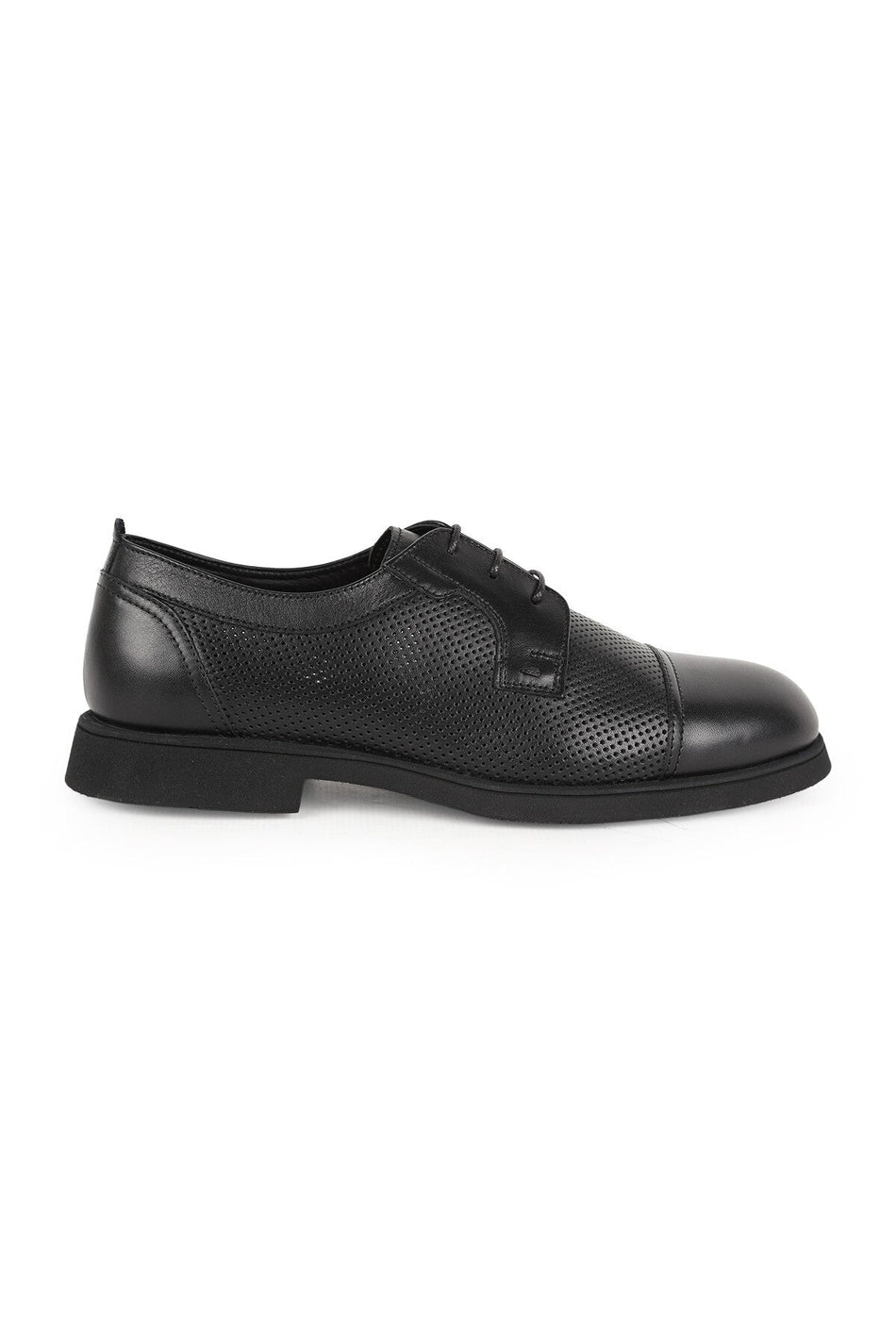 Men's Classic Shoes Genuine Leather Black Antique Perforated Summer Derby Lace-Up Groom's Shoes Lightweight Eva Sole - MALLTURK