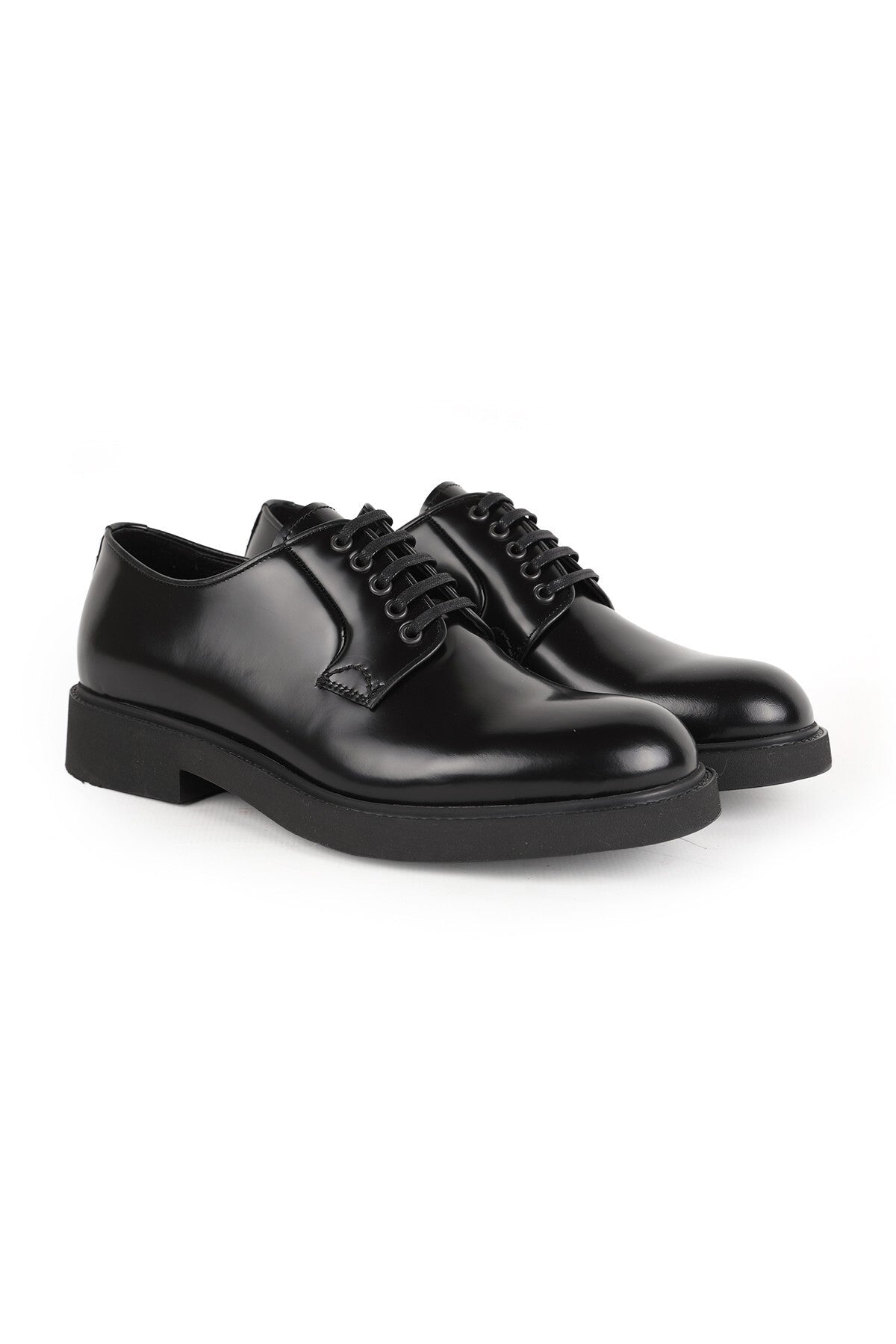 Men's Classic Shoes Genuine Leather Black Open Glossy Derby Lace-Up Lightweight Thick Eva Sole Groom's Suit L6 - MALLTURK