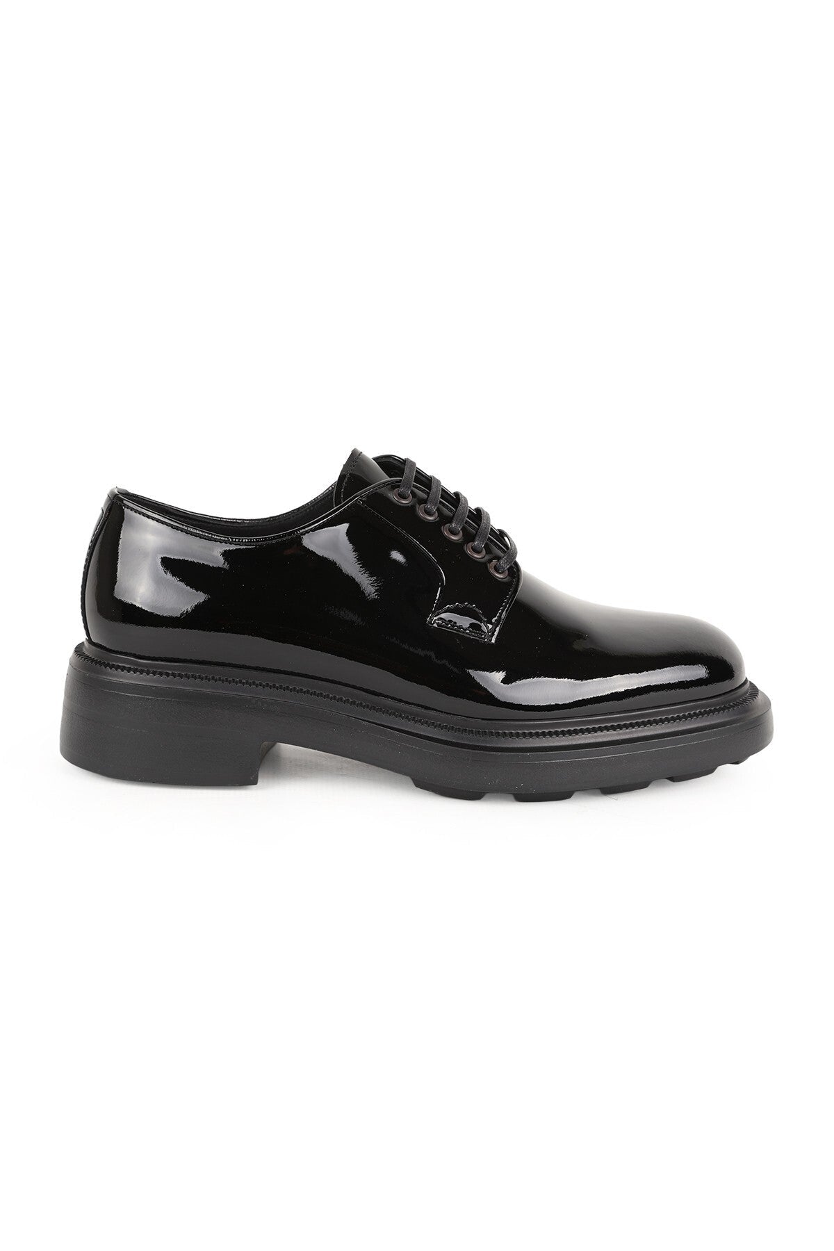 Men's Classic Shoes Genuine Leather Black Patent Leather Shiny Derby Lace-Up Lightweight Thick Eva Sole Groom's Shoes L - MALLTURK