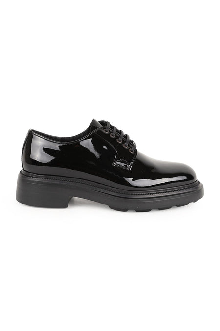 Men's Classic Shoes Genuine Leather Black Patent Leather Shiny Derby Lace-Up Lightweight Thick Eva Sole Groom's Shoes L - MALLTURK