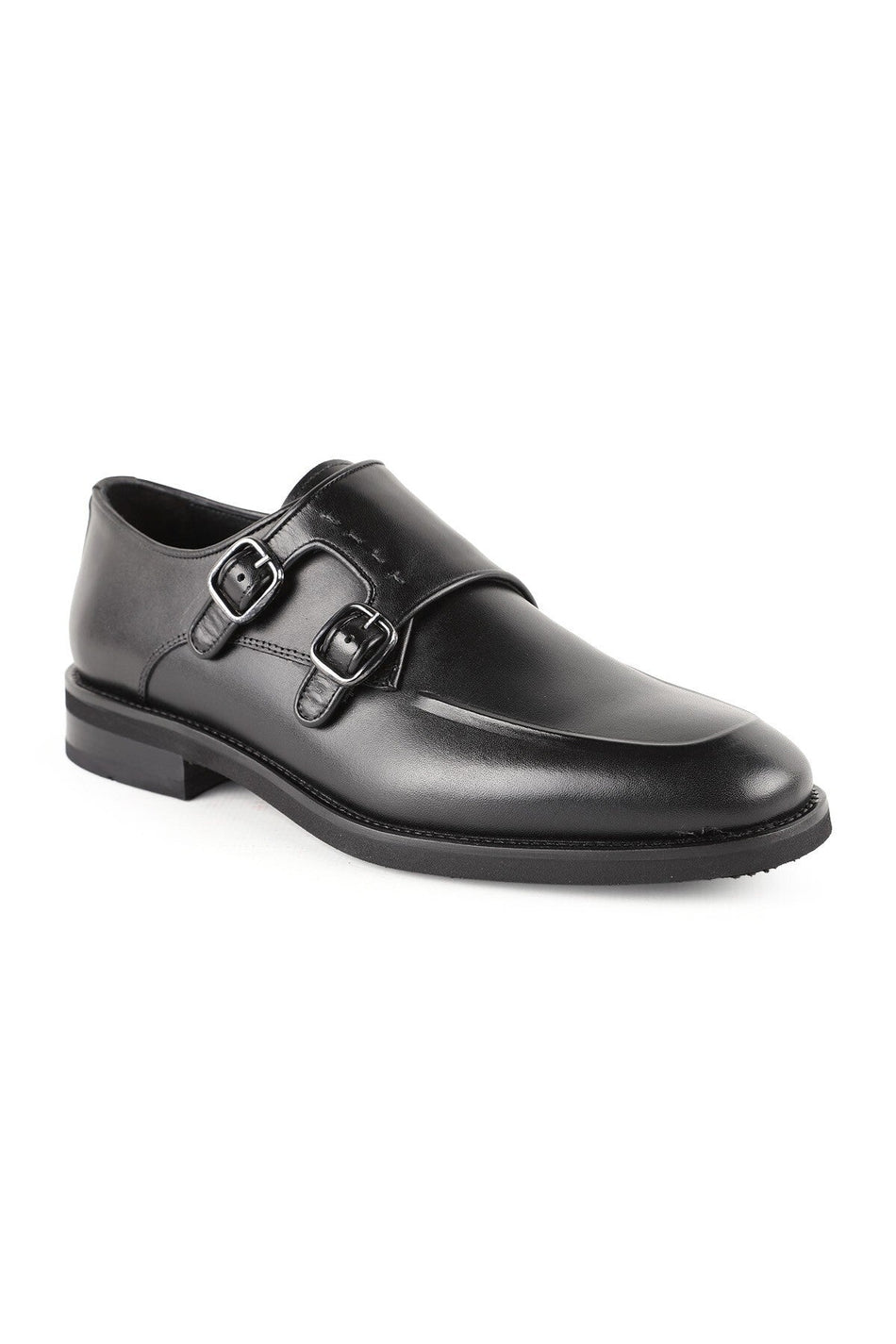 Men's Classic Shoes Genuine Leather Double Buckle Double Monk Strap Lightweight Flexible Eva Sole Suit L - MALLTURK