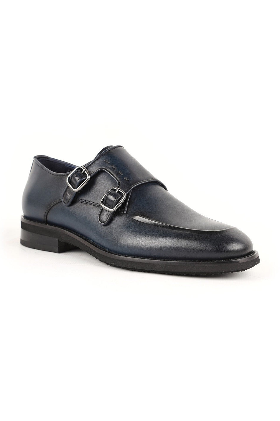 Men's Classic Shoes Genuine Leather Double Buckle Double Monk Strap Lightweight Flexible Eva Sole Suit L - MALLTURK