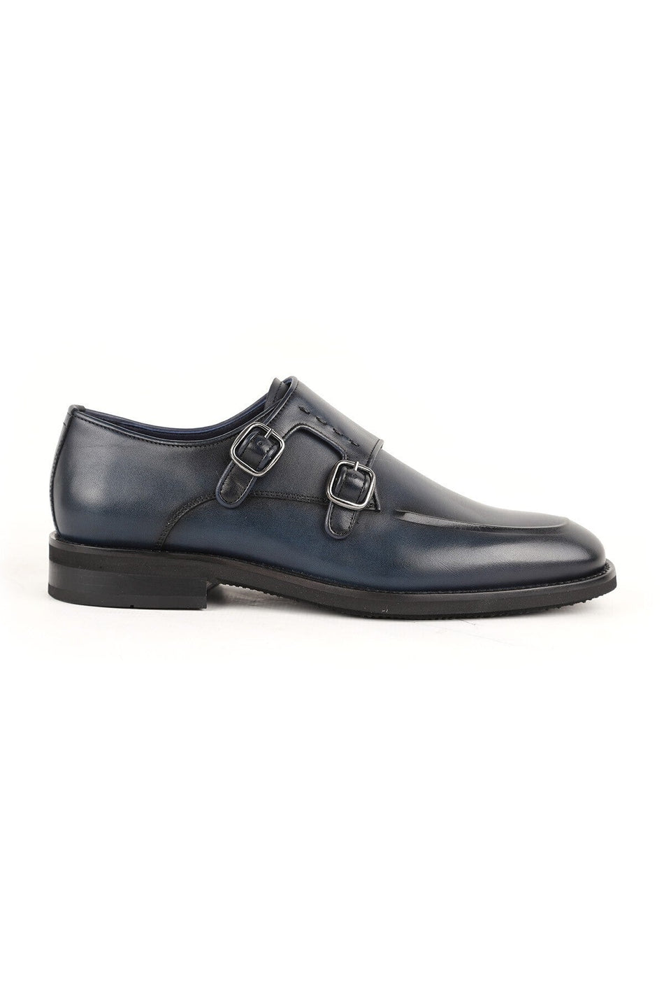 Men's Classic Shoes Genuine Leather Double Buckle Double Monk Strap Lightweight Flexible Eva Sole Suit L - MALLTURK