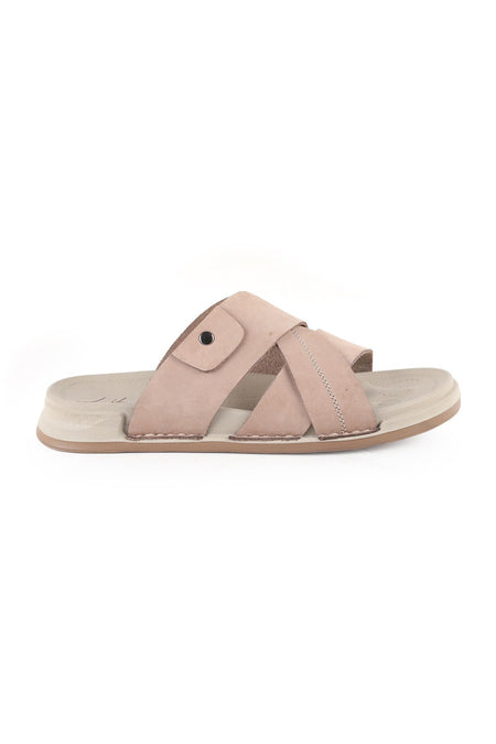 Men's Genuine Leather L014.258 Eva Sole Cross-Strapped Nubuck Slippers - MALLTURK