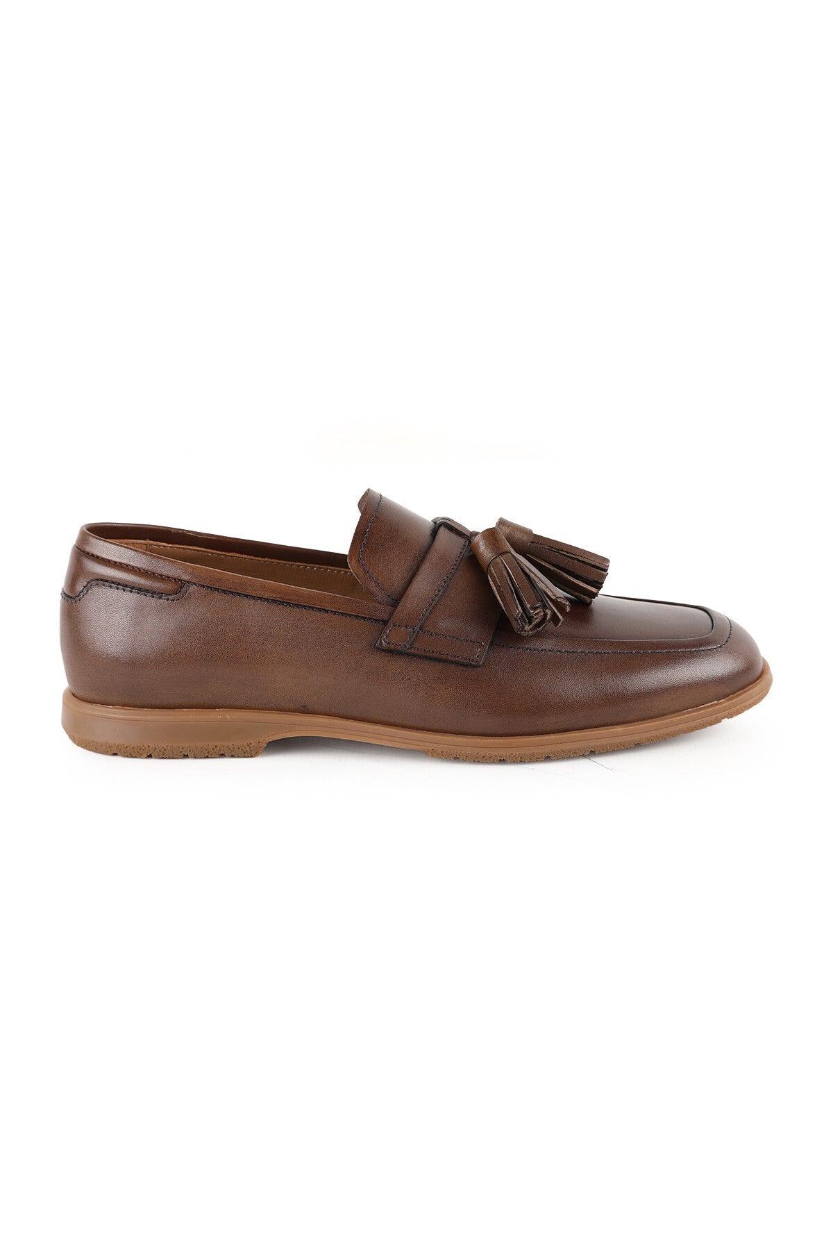 Men's Genuine Leather Tasseled Loafer Shoes Rubber Sole Daily Classic Model L6022 - MALLTURK