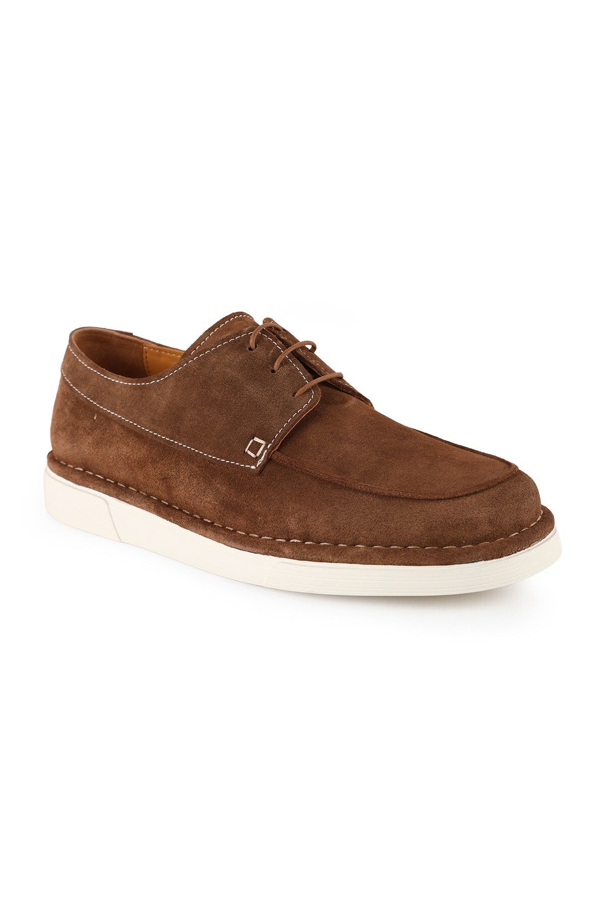 Men's Genuine Suede Leather Casual Shoes Lightweight Eva Sole Lace-Up Casual Model L6042 - MALLTURK