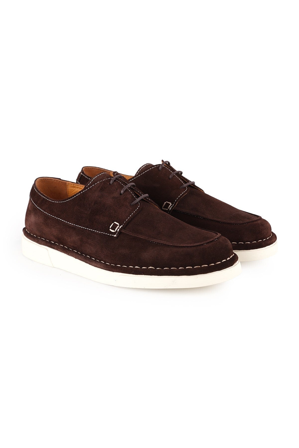 Men's Genuine Suede Leather Casual Shoes Lightweight Eva Sole Lace-Up Casual Model L6042 - MALLTURK