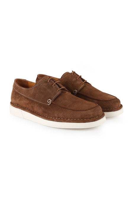 Men's Genuine Suede Leather Casual Shoes Lightweight Eva Sole Lace-Up Casual Model L6042 - MALLTURK