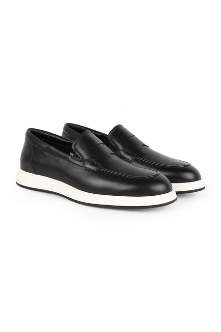 Men's Loafer 100% Genuine Leather Laceless Penny Moccasin Lightweight White Eva Sole Classic Casual Shoes H - MALLTURK