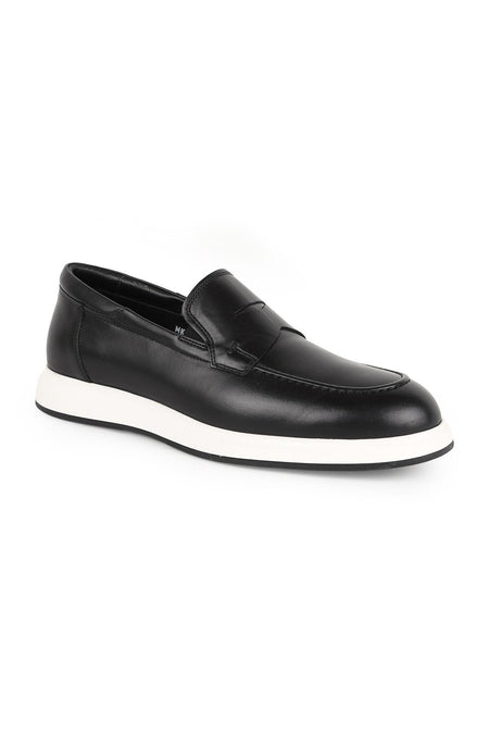 Men's Loafer 100% Genuine Leather Laceless Penny Moccasin Lightweight White Eva Sole Classic Casual Shoes H - MALLTURK