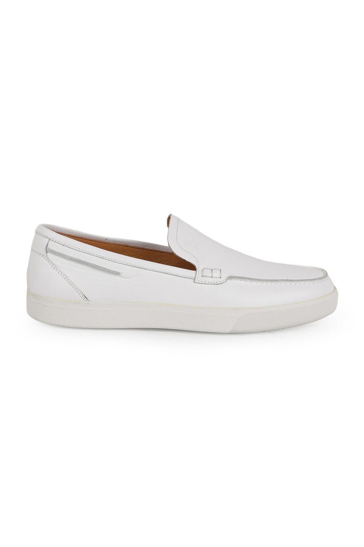 Men's Loafer Shoes Genuine Antique Leather Moccasin Stitched Laceless White Rubber Sole Summer H1129 - MALLTURK